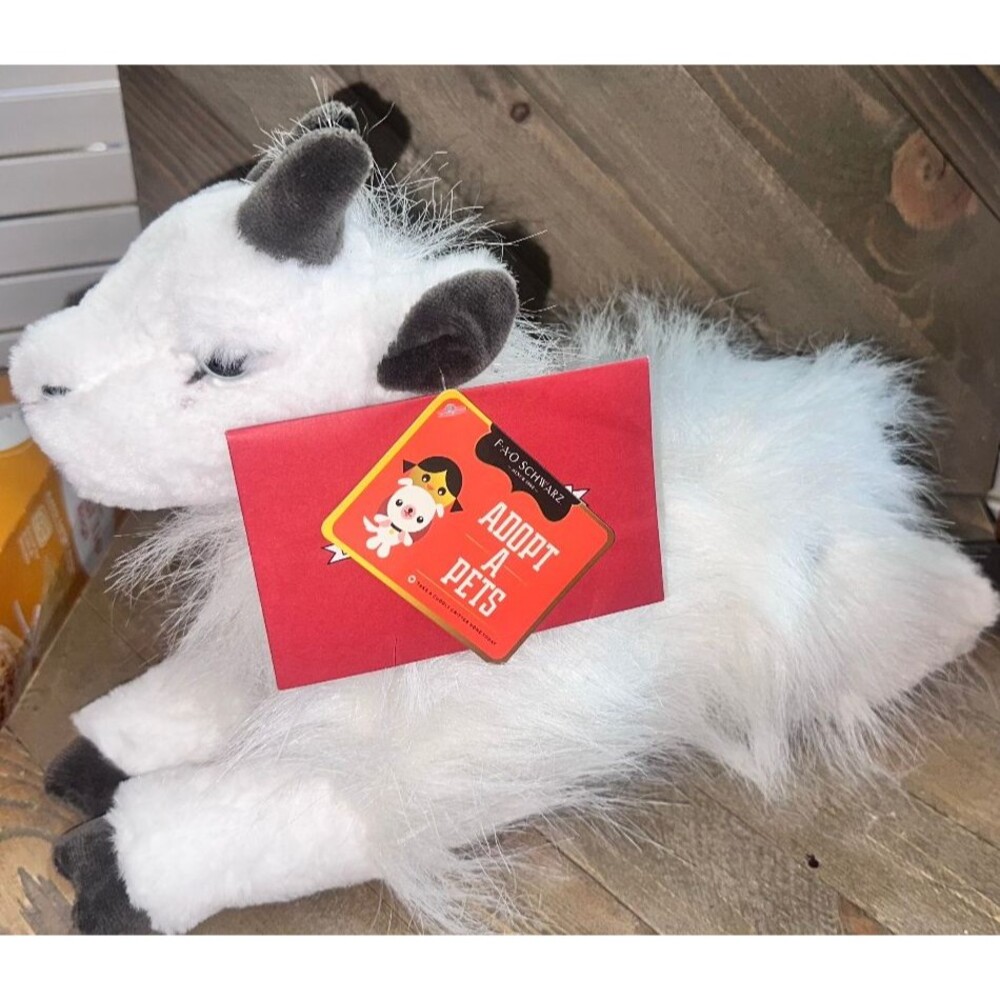 FAO Schwarz Plush Stuffed Animal Toy Adopt a Pets Goat White 12" Ram